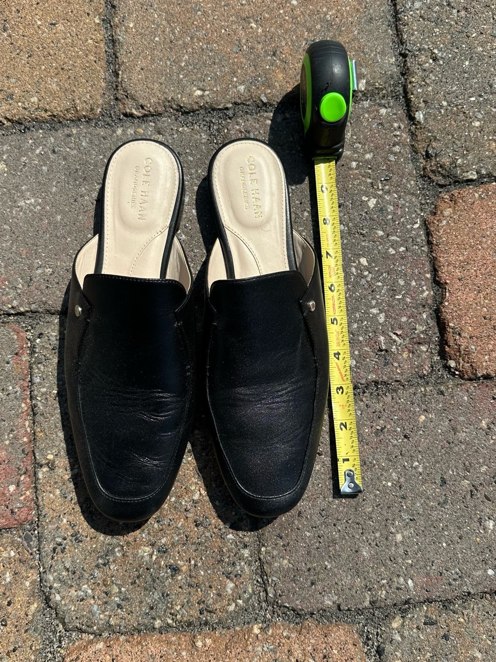 Cole Haan Black Leather Slip-On Mules with Stud Accent